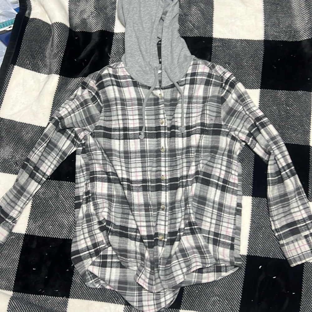 Time and Tru White and Grey Flannel Size 8/10